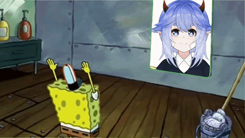 A Cartoon Of Spongebob And A Picture Of A Girl GIF