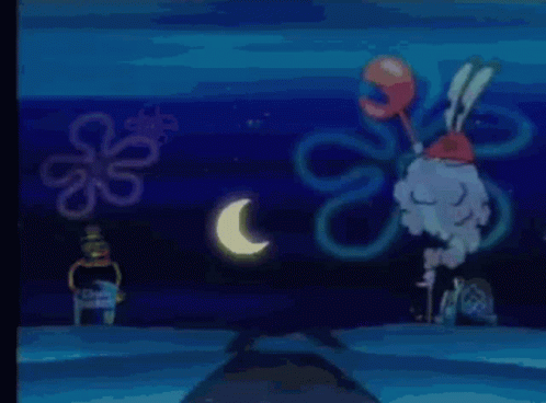 A Cartoon Of Spongebob And Crabs In The Ocean GIF