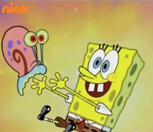 A Cartoon Of Spongebob And Gary From The Nickelodeon Show GIF