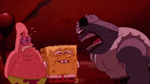 A Cartoon Of Spongebob And Patrick Crying With Tears Coming Out Of Their Eyes GIF