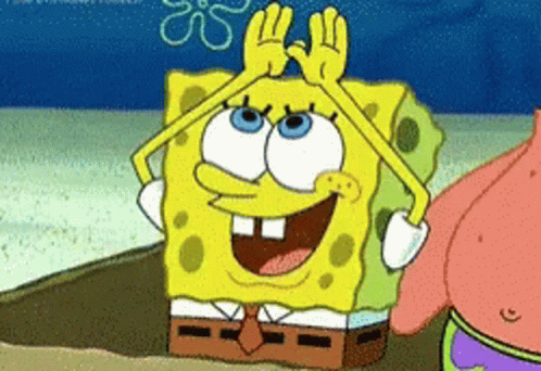 A Cartoon Of Spongebob And Patrick Making A Peace Sign GIF