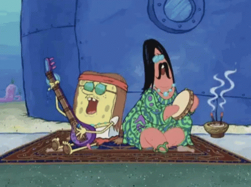 A Cartoon Of Spongebob And Patrick Playing Music GIF
