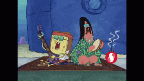 A Cartoon Of Spongebob And Patrick Playing Music GIF