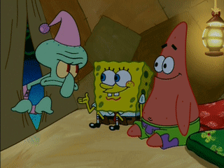 A Cartoon Of Spongebob And Patrick Says Okay Have Fun Inside GIF