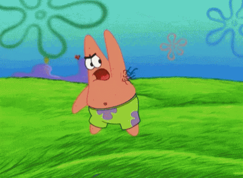 A Cartoon Of Spongebob And Patrick Standing In A Field GIF