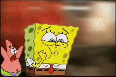 A Cartoon Of Spongebob And Patrick Standing Next To Each Other With A Red Background GIF