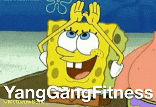 A Cartoon Of Spongebob And Patrick With The Words Yanggangfitness GIF