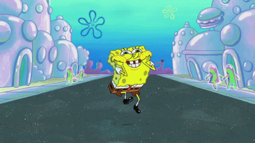 A Cartoon Of Spongebob Dancing In Front Of A Flower GIF