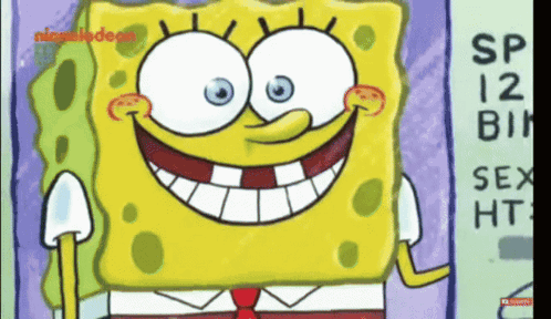 A Cartoon Of Spongebob From Nickelodeon Is Smiling And Looking At The Camera GIF