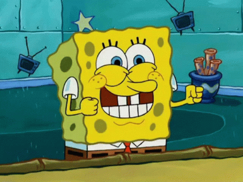 A Cartoon Of Spongebob Giving A Thumbs Up In A Room GIF