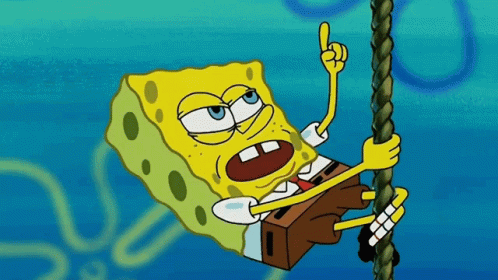 A Cartoon Of Spongebob Hanging From A Rope GIF