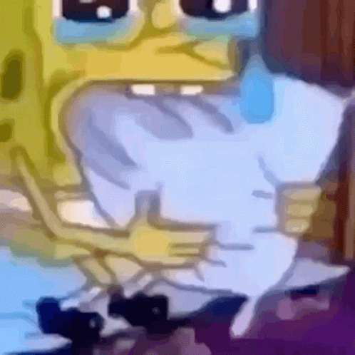 A Cartoon Of Spongebob Holding A Pillow With His Mouth Open GIF