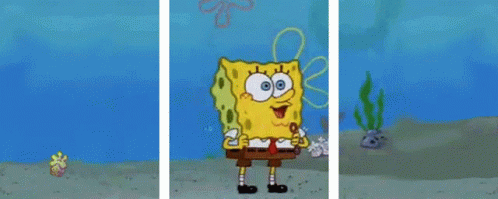 A Cartoon Of Spongebob Laughing With His Eyes Closed In The Ocean GIF