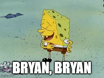 SpongeBob Laughing With Bryan Bryan Text GIF