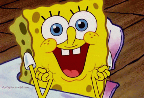 A Cartoon Of Spongebob Laying On A Pillow With The Website Heytechina.tumblr.com In The Lower Right Corner GIF