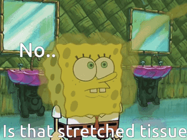 A Cartoon Of Spongebob Saying No Is That Stretched Tissue In A Bathroom GIF