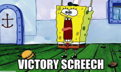 A Cartoon Of Spongebob Saying Victory Screech GIF
