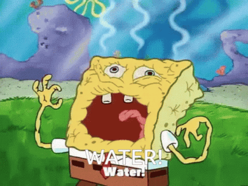 A Cartoon Of Spongebob Saying Water Water Water GIF