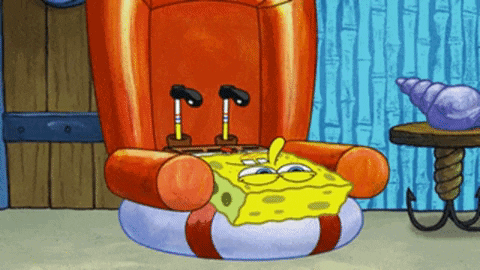 A Cartoon Of Spongebob Sitting In A Chair With His Eyes Closed GIF