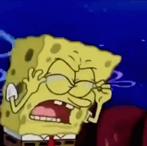 A Cartoon Of Spongebob Squarepants Covering His Eyes With His Hand GIF