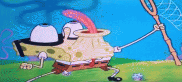 SpongeBob Holding Fork With Tongue Out GIF