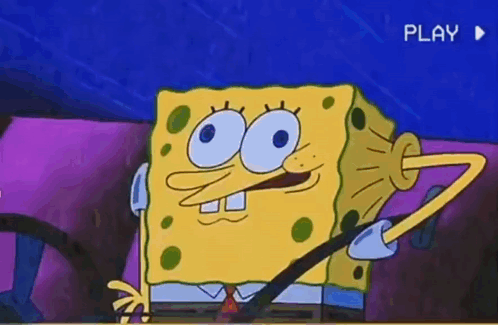 A Cartoon Of Spongebob Squarepants Holding A Pink Box . GIF