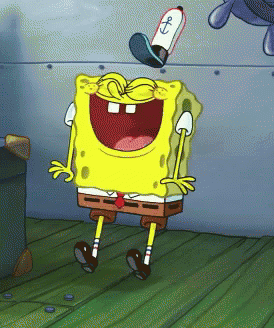 A Cartoon Of Spongebob Squarepants Laughing With A Hat That Says Anchor On It GIF