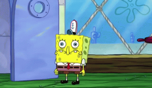 A Cartoon Of Spongebob Squarepants Standing In Front Of A Door GIF
