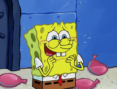 A Cartoon Of Spongebob Squarepants Standing In The Sand GIF