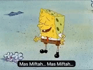 A Cartoon Of Spongebob Squarepants Standing In The Sand With His Eyes Closed And Smiling . GIF