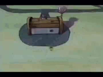 A Cartoon Of Spongebob Squarepants Standing Next To A Treasure Chest In The Ocean . GIF