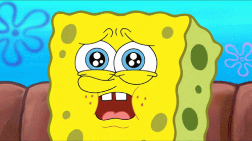 a cartoon of spongebob squarepants with a flower behind him