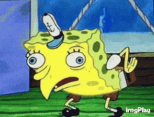 A Cartoon Of Spongebob Squarepants With A Shocked Look On His Face And A Hat On His Head . GIF