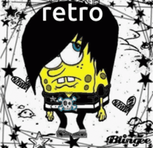 A Cartoon Of Spongebob Wearing A Black Skull Belt GIF