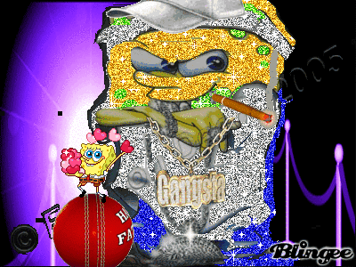 A Cartoon Of Spongebob Wearing A Gangster Outfit GIF