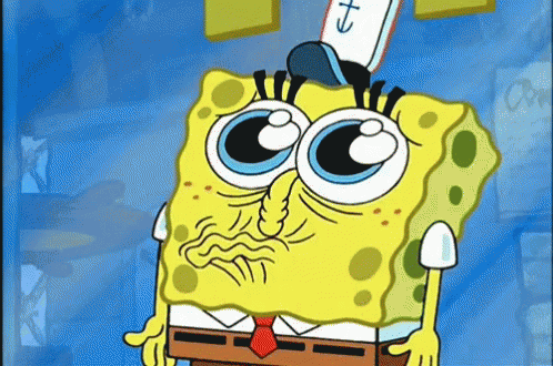 A Cartoon Of Spongebob Wearing A Hat That Has The Letter T On It GIF