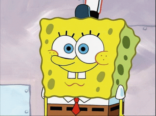 A Cartoon Of Spongebob Wearing A Red Tie And A Hat GIF
