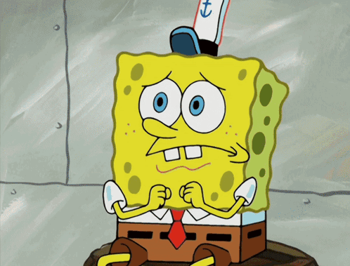 A Cartoon Of Spongebob Wearing A Sailor Hat With The Letter T On It GIF