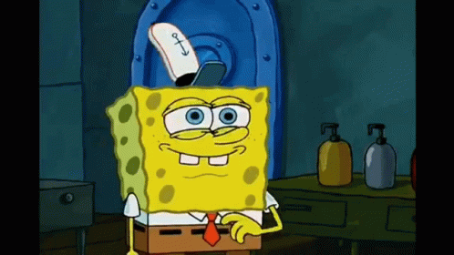 A Cartoon Of Spongebob Wearing A Sailor 'S Hat And Tie GIF