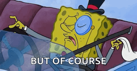 A Cartoon Of Spongebob Wearing A Top Hat And Glasses Driving A Car . GIF