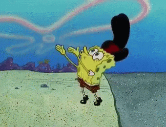 A Cartoon Of Spongebob Wearing A Top Hat With A Rainbow In The Background GIF