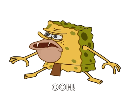 A Cartoon Of Spongebob With A Monkey Face And The Words Ooh Written Below Him GIF
