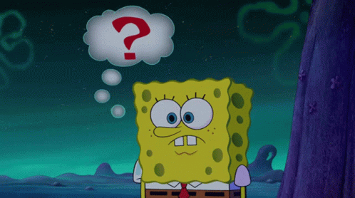 A Cartoon Of Spongebob With A Question Mark In A Thought Bubble GIF