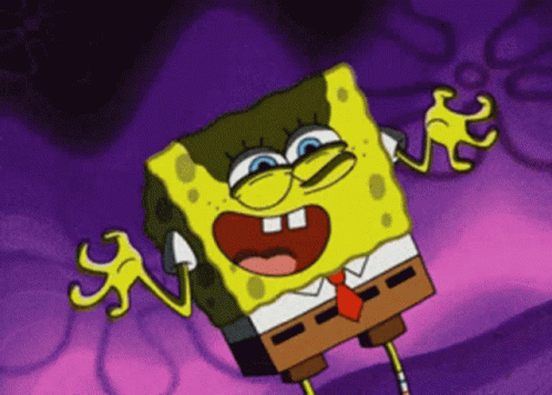 A Cartoon Of Spongebob With His Mouth Open And Arms Outstretched GIF