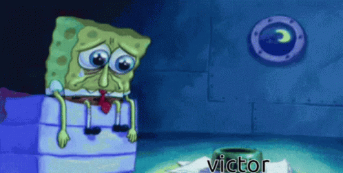 A Cartoon Of Spongebob With The Name Victor Written On The Bottom GIF
