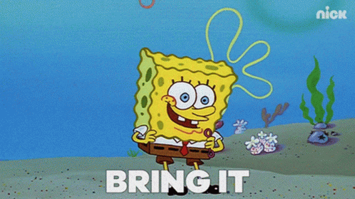 SpongeBob Cartoon With Around Text Below GIF