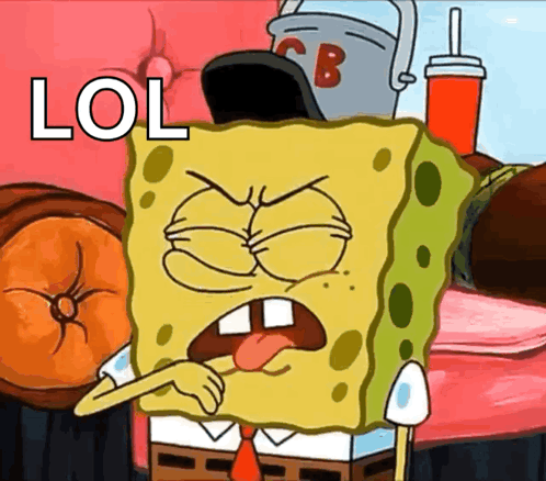 A Cartoon Of Spongebob With The Word Lol On The Bottom GIF