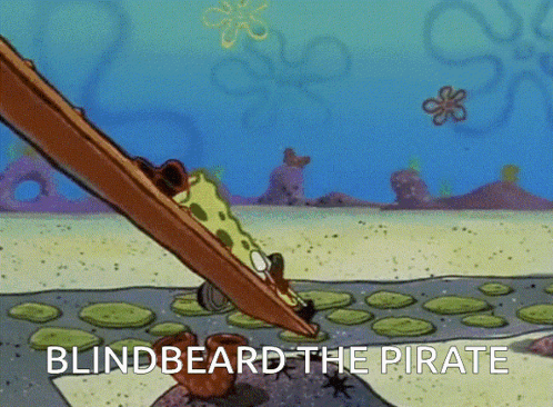 A Cartoon Of Spongebob With The Words Blindbeard The Pirate GIF