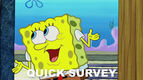 A Cartoon Of Spongebob With The Words Quick Survey Written Below Him GIF
