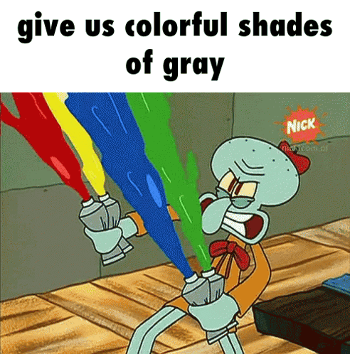 A Cartoon Of Squidward From Spongebob Squarepants Holding A Rainbow Of Paint GIF